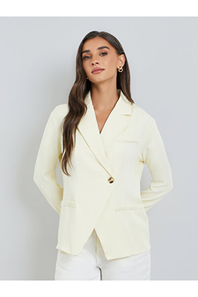Styli Women Cream Button-Front Blazer