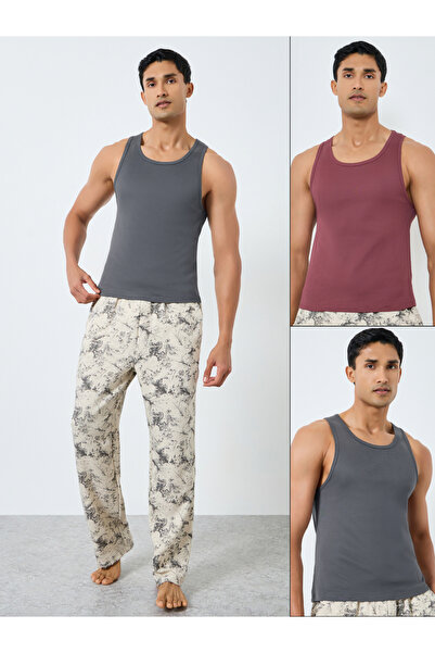 Styli Pack of 2 - Men Cotton Ribbed Vest