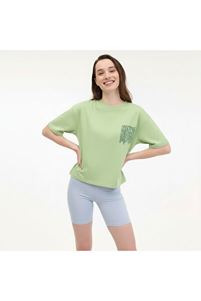 lumberjack Wl Saino 11F204 5FX Γυναικείο πράσινο μπλουζάκι με λαιμόκοψη ποδηλ...