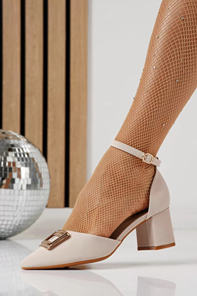 Zaira Beige women's high-heeled shoes made of eco-leather Adina #24244 - 40