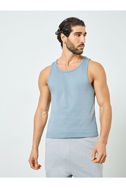Styli Men Blue Cotton Vest