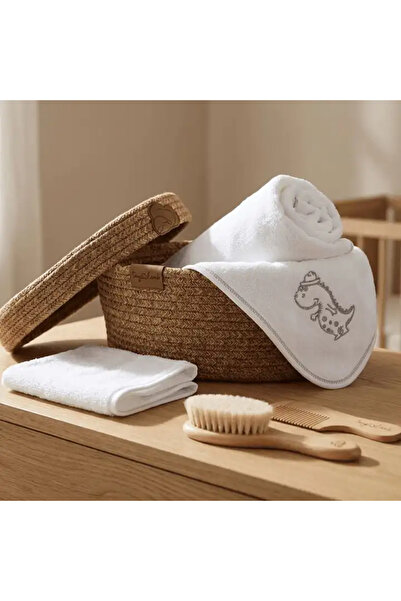 tinylamb Dino Cozy Care Banyo Seti | Kare Kundak - Kese - Fırça ve Tarak