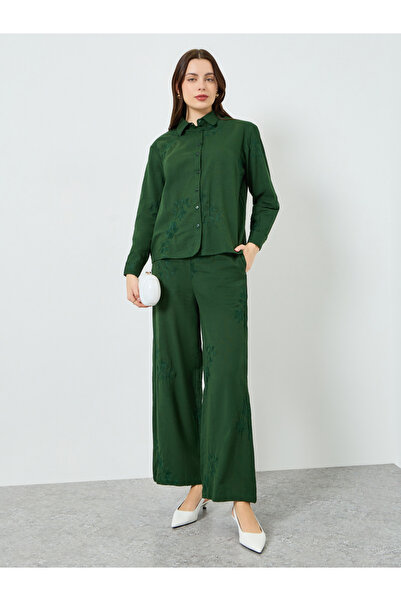 Styli Women Embroidered Shirt and Pants Co-Ords