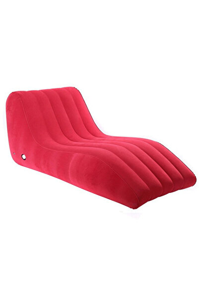 Generic Flocked Inflatable Lounge Chair with S-Shaped Design - Red