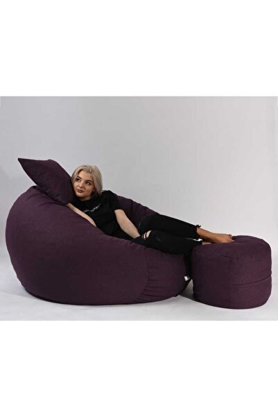 Pufrelax King Size Armchair Set with Ottoman (footrest) and Pillow, Textile M...