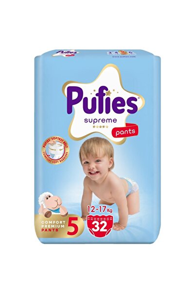 Pufies Supreme Pants Diapers, Size 5 Junior, 12-17 kg, 32 Pieces