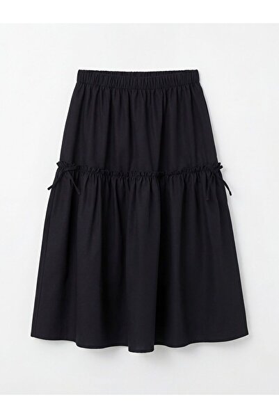 LC Waikiki Lcw Girls Studio Black Elastic Waist Bow Detail Girls Skirt