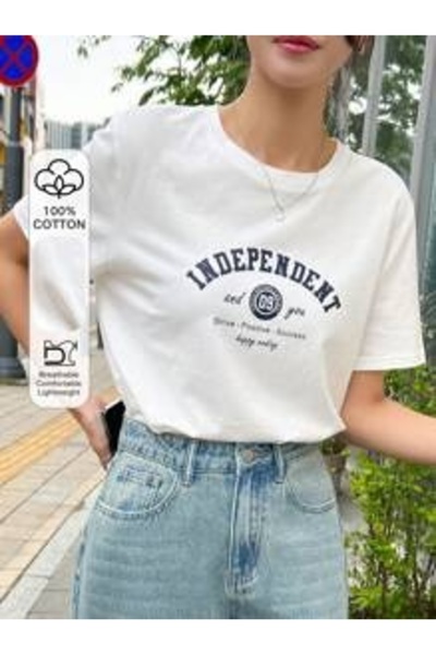 kahire تي شيرت INDEPENDENT مطبوع بمقاس كبير وعالي الجودة