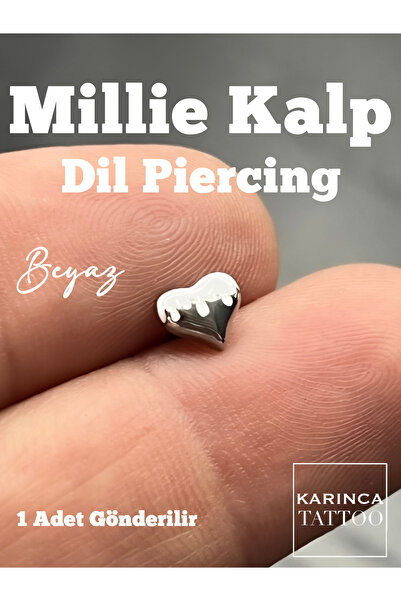 Karınca Piercing Millie Kalp Dil Piercingi Renkli Cerrahi Çelik Tongue Piercing