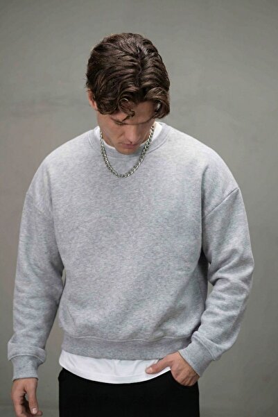gothamvibes Men's Boxy Oversize Gray Sweatshirt