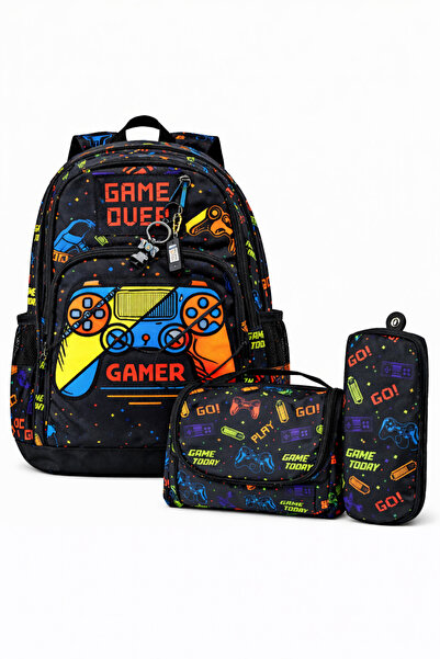 BayBayan Children's Game over Printed School Backpack with Pen Holder and Lun...