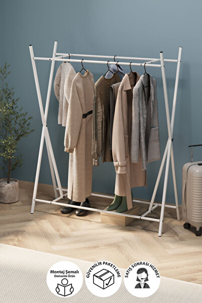 Bofigo Konfeksiyon Askısı Ayaklı Askılık Elbise Askılığı Raflı Askılık Star B...
