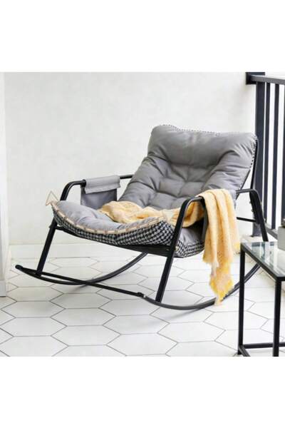 Mtanvxay Double Rocking Lazy Chair Houndstooth Padded Sofa Bed Storage Bag fo...