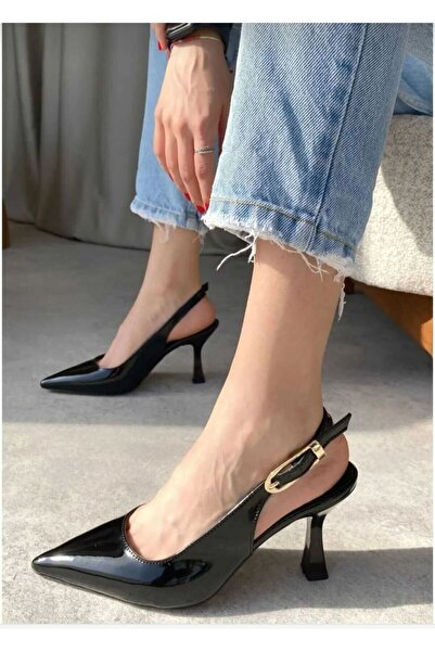 Exello Ovis Sivri Topuklu Ayakkabı - siyah-rugan