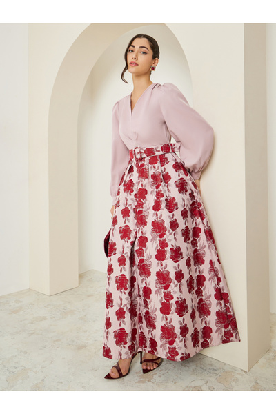 Styli Women Floral Balloon Sleeves A-Line Maxi Dress