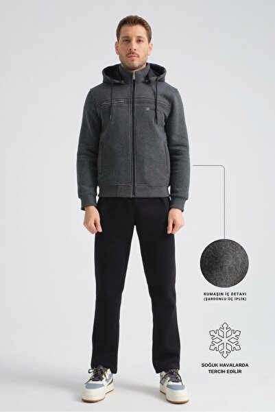 Shooter Sportswear Anthracite Premium Winter Men's Tracksuit Set Regular Hooded