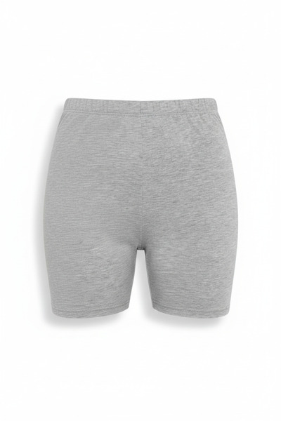 ROSAMİNA Woman's Gray Elastic Waist Cotton Shorts