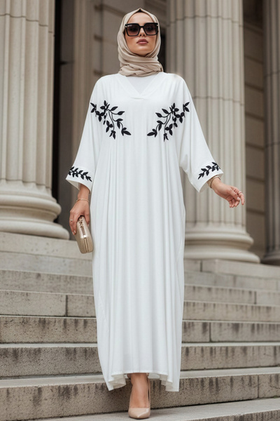 N.S NEVA STYLE Λευκό Φόρεμα Τεσεττούρ με Σχέδια 10218B