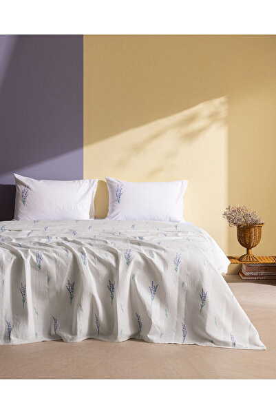 Madame Coco Σετ Πικέ με στάμπα Jeunesse Tek Kişilik από 100% βαμβάκι - Λιλά