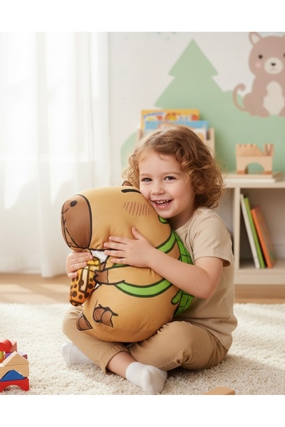 Kokoş İşler Kapibara Tasarımlı Kaplumbağa Kostümlü Yumuşak Uyku Arkadaşı Ve Y...