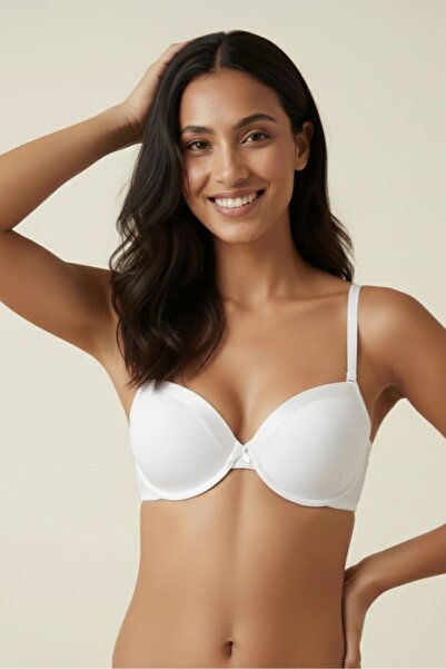 Manken Women's Satin Detailed Padded Underwire Bra - Everyday Bra with Remova...