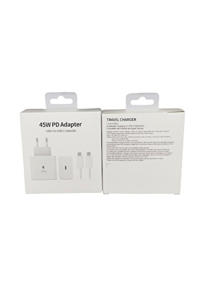 OEM Încărcător super rapid cu cablu USB-C 1 m, 45 W, 5 A, alb