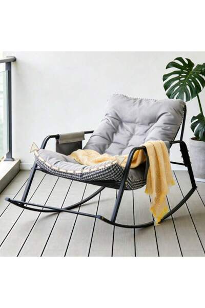 Mtanvxay أريكة مزدوجة خارجية مبطنة بنقشة مربعات، قابلة للإمالة والهزازة مع حق...