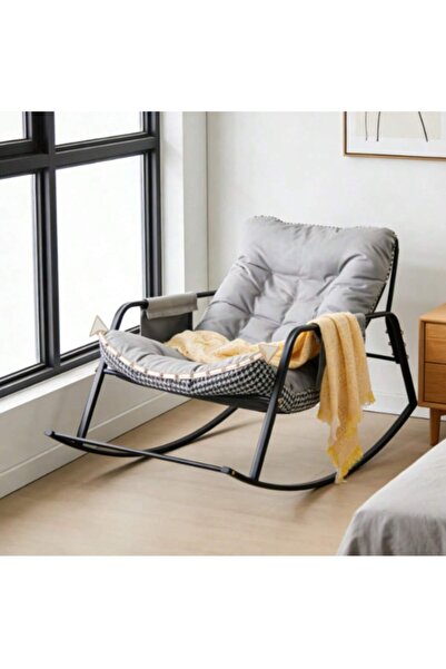 Mtanvxay كرسي هزاز عصري لغرفة المعيشة، بنقشة مربعات، مبطن مزدوجًا، قابل للإما...