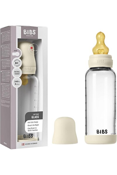 Bibs زجاجة رضاعة أطفال دائرية من اللاتكس - 240 مل - تدفق متوسط ​​- لون عاجي -...