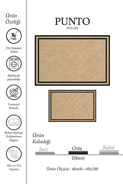 kilim home Punto Jüt Görünümlü Siyah Çizgi Dijital Baskı Yıkanan Kaymaz İkili...