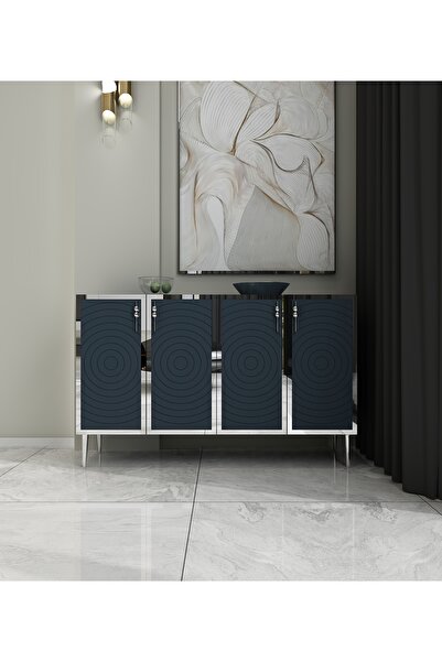 morepp Helen 120 cm konsol, tv ünitesi, çok amaçlı dolap- Antrasit-Gümüş