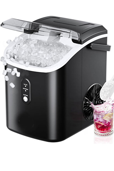 Generic صانعة ثلج نوجت سطحية بمقبض، جاهزة في 6 دقائق، 34 رطلاً يومياً، غطاء ع...