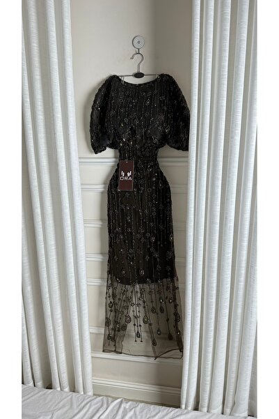 Ora Olive green two-piece dress with embroidered details, suitable for evenin...