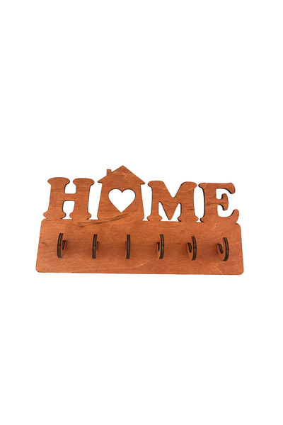 Amco Home wooden key holder with 6 hooks 20x10x2.4 cm, Cherry
