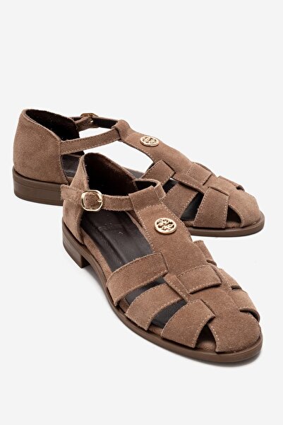 Zeynep Sıradağlı Belivya Kadın Hakiki Deri Sandalet Taba Süet