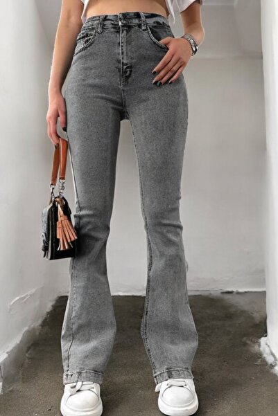 Livik Pantaloni din denim Monstera material elastic pentru femei, mărimea tal...