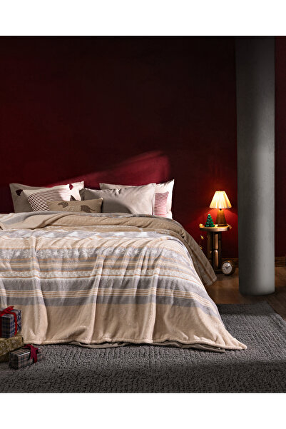 Madame Coco Nozane Single Welsoft Printed Blanket - Gray/Beige