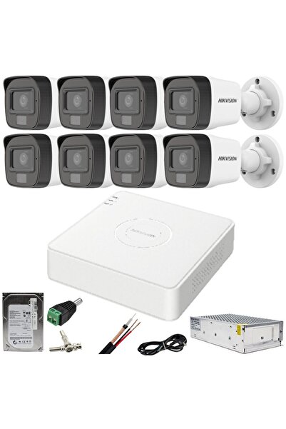 Hikvision Sistem de supraveghere cu 8 camere 2MP cu audio, lumină duală IR, 2...