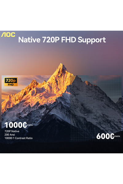 Aoc 10000 Lumen Projector WiFi 6 Bluetooth 5.0 Android 12 with Auto Zoom & Co...