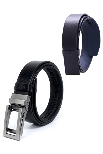 Livize 2-Piece Buffalo Leather Automatic Buckle Holeless Men's Belt - Automat...