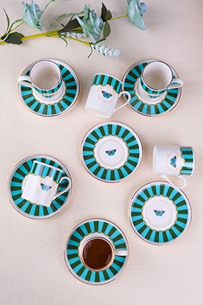 tabakevi طقم فناجين قهوة من تاباك إيفي بورسلين فراشة كوليكشن مطلية بالذهب 85 ...