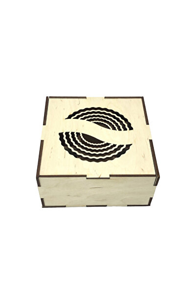 Amco Wooden gift box with circle pattern 13.6x13.6x6.5 cm
