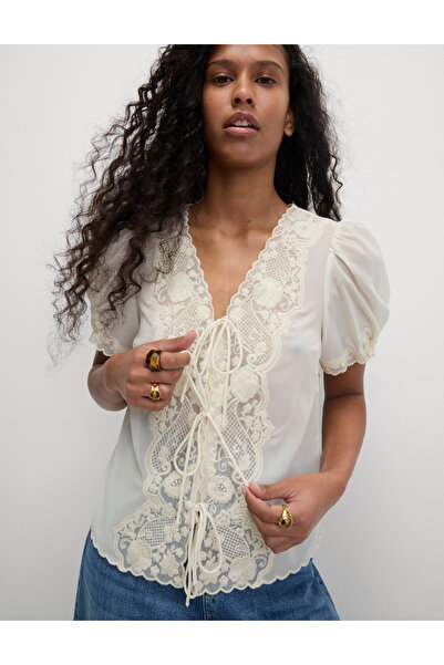 Marks & Spencer Pliseli Yuvarlak Yaka Bluz