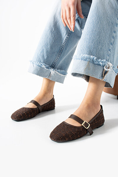 Moda Devrin Smeđe Karirano pakovanje Baletanke dnevne cipele