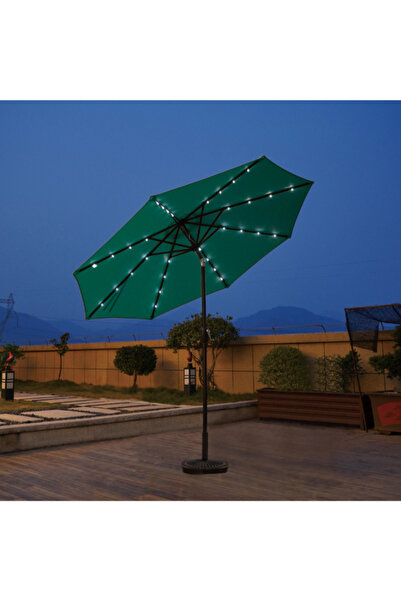 Living Accents مظلة إضاءة تعمل بالطاقة الشمسية قابلة للإمالة، طولها 2.7 متر