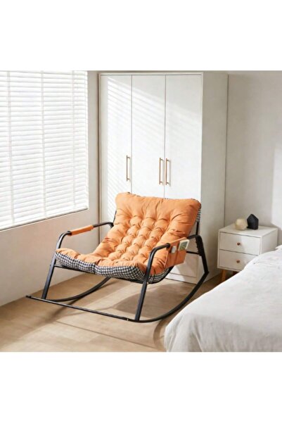 Mtanvxay كرسي هزاز لغرفة المعيشة، أريكة سرير مزدوجة مبطنة بنقشة مربعات، مع حق...