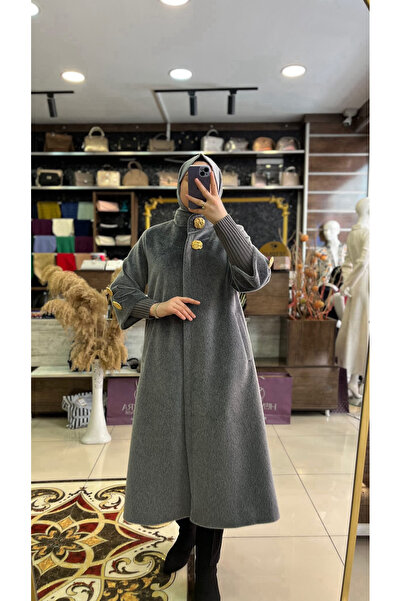 HUMEYRA Gold düğmeli kürk kaban