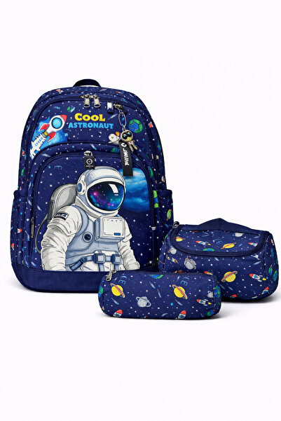 BayBayan Rucsac școlar pentru copii cu imprimeu astronaut, cu suport pentru c...