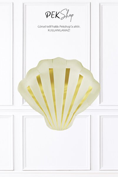 PEKSHOP Retro Krem Midye Deniz Kabuğu Folyo Balon