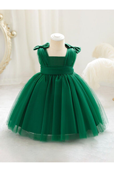 kizu Elegant Green Tulle Dress for Girls